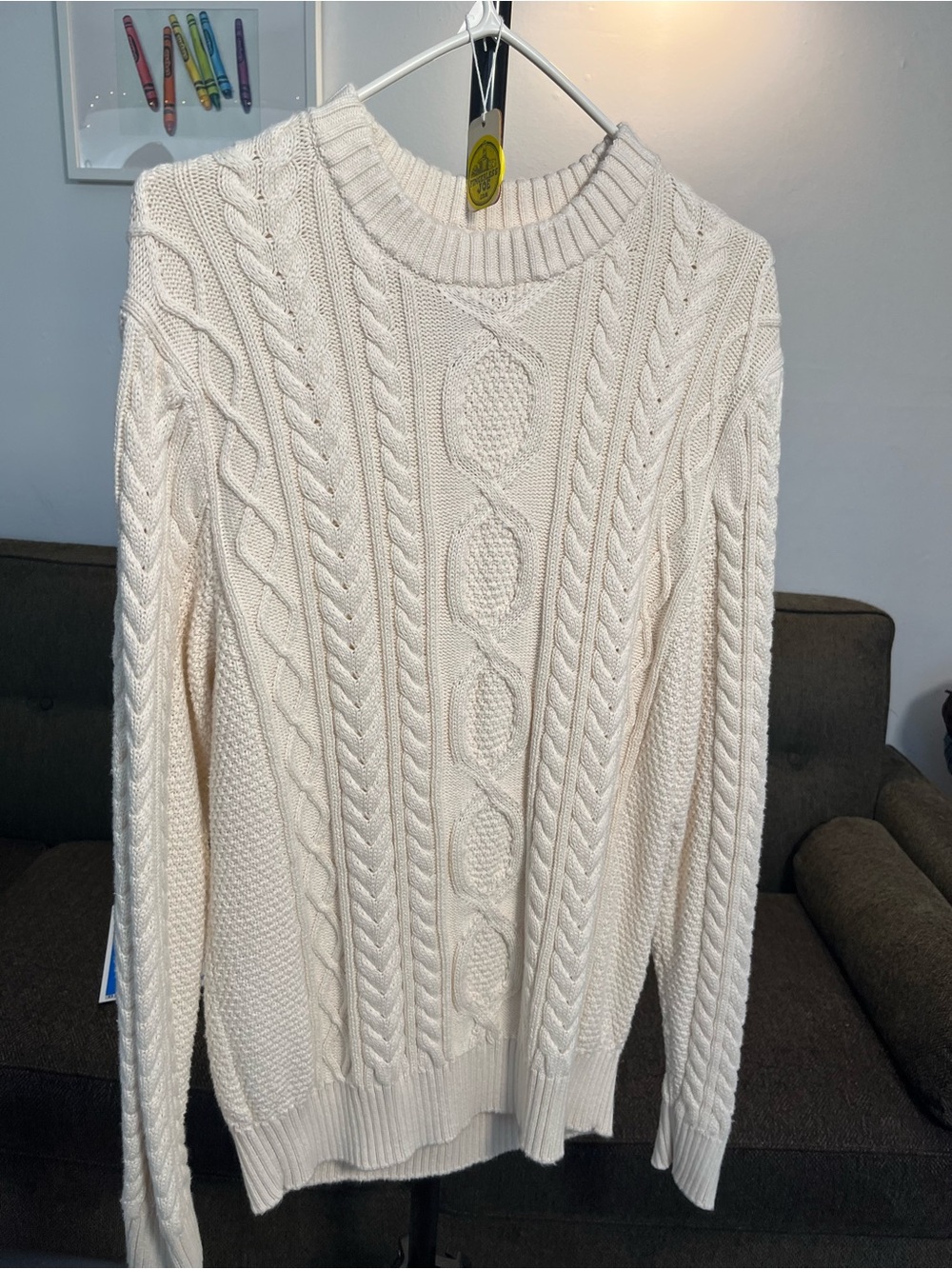 L.L. Bean Cream Cable-Knit Crewneck Sweater